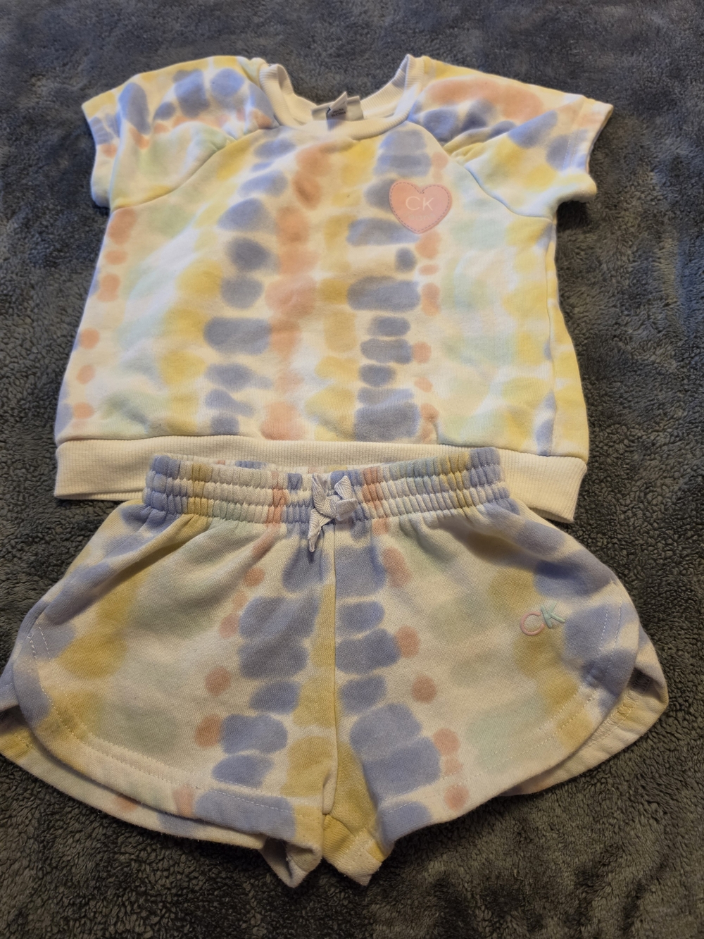 Calvin Klein Kids Pastel Tie-Dye Short Set - Yellow/Blue/Pink